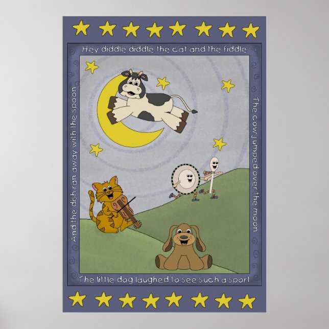 Affiche de la comptine Hey Diddle Diddle pour la n (Devant)