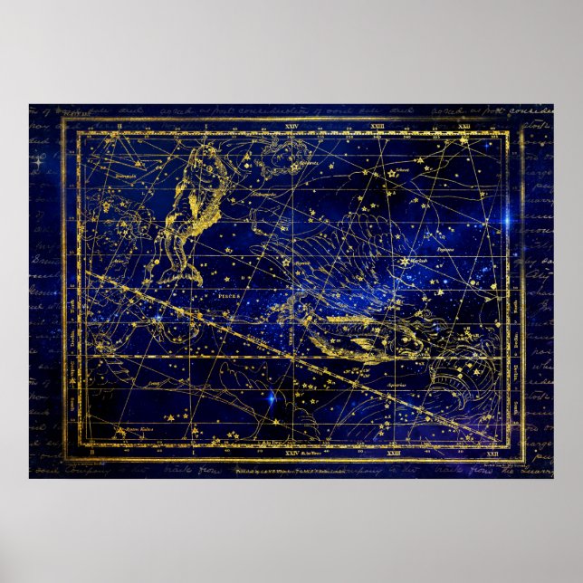 affiche de la constellation de pisces (Devant)