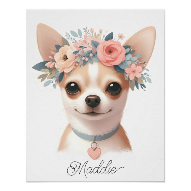 Affiche de la crèche Chihuahua avec nom (Devant)