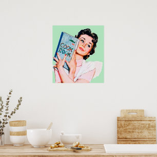 Affiche de la cuisine de la femme de la maison vin