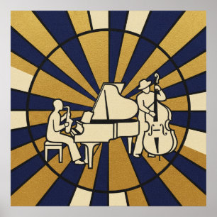 Affiche de la diva du jazz émeraude verte et or Ar