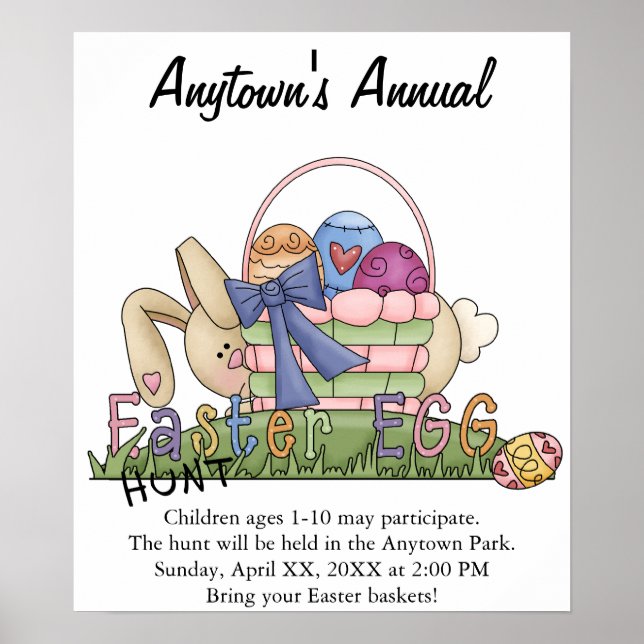 Affiche de la Faire-part de chasse aux oeufs de Pâ (Devant)