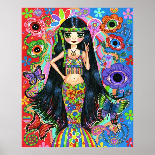 Affiche de la fille hippie Mermaid (Devant)