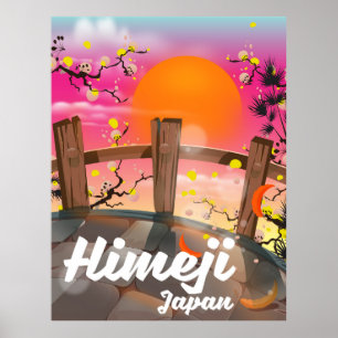 Affiche de la floraison de l'Himeji Japon.