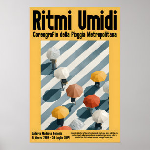 Affiche de la foule au parapluie Impression graphi