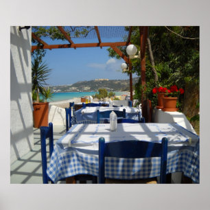 Affiche de la Grèce de restaurant d'île de Rhodes