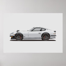 Affiche de la légendaire Fairlady 240z blanche cla