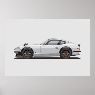 Affiche de la légendaire Fairlady 240z blanche cla
