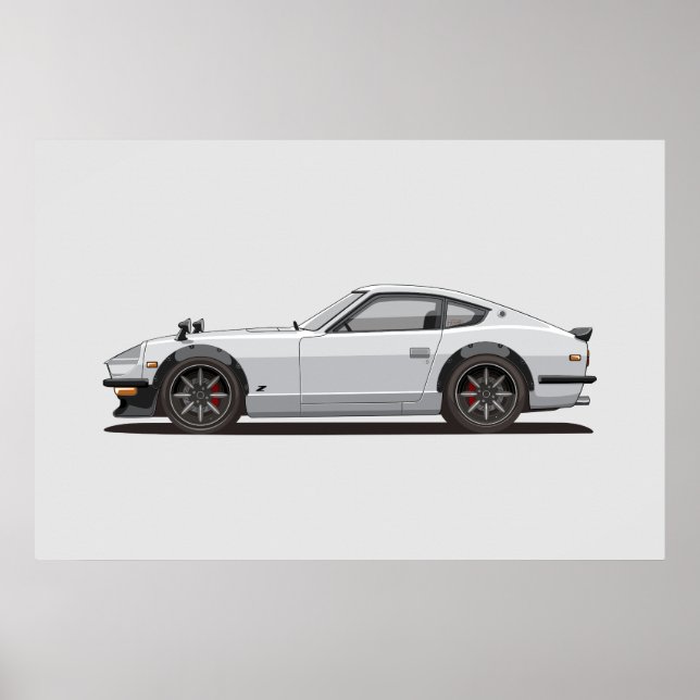 Affiche de la légendaire Fairlady 240z blanche cla (Devant)