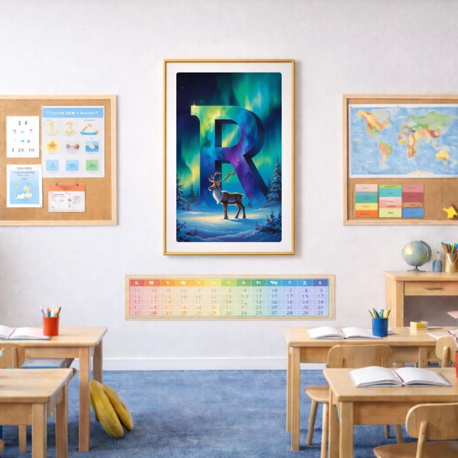 Affiche de la lettre R Aurore | Art des aurores bo (Créateur téléchargé)