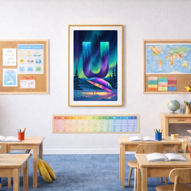 Affiche de la lettre U Aurore | Art des aurores bo (Créateur téléchargé)