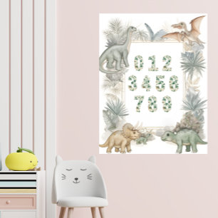 Affiche de la maternelle sur les nombres de dinosa