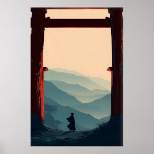 Affiche de la montagne Samouraï, Swordsman solitai