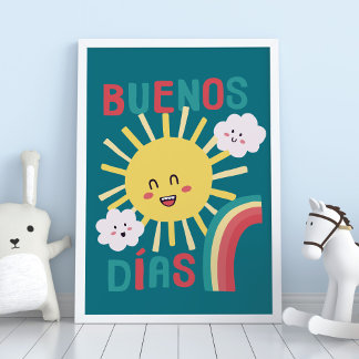 Affiche de la nurserie Art du Soleil Bleu Heureux 
