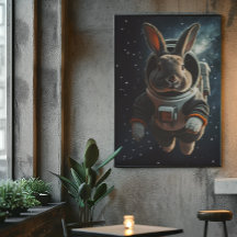 Affiche de la nurserie spatiale de lapin astronaut