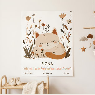 Affiche de la nursery florale de chaton dormant do