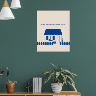 Affiche de la petite maison bleue minimaliste