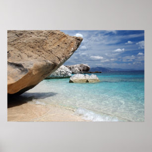 Affiche de la plage de Sardaigne avec de grosses r
