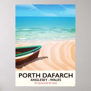 Affiche de la plage galloise de Porth Dafarch, Ang