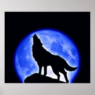 Affiche de la Pleine lune bleue Wolf Howling