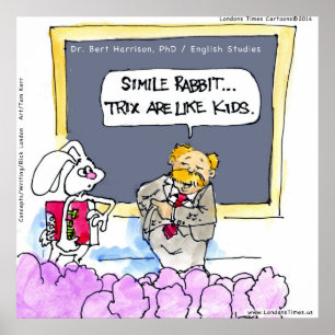 Affiche de la police grammaticale du lapin drôle