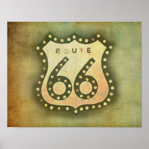 affiche de la route 66 style vintage en détresse