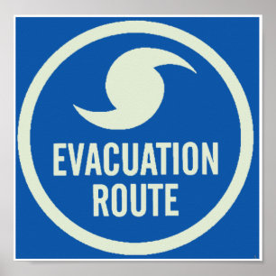 Affiche de la route d'évacuation des ouragans