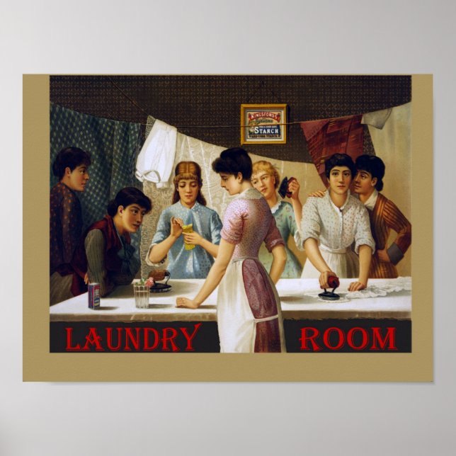 Affiche de la salle de blanchisserie vintage (Devant)