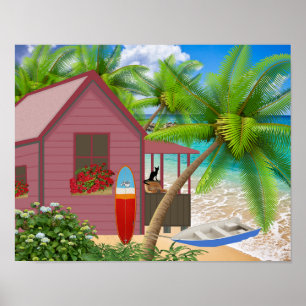 Affiche de la scène de plage tropicale