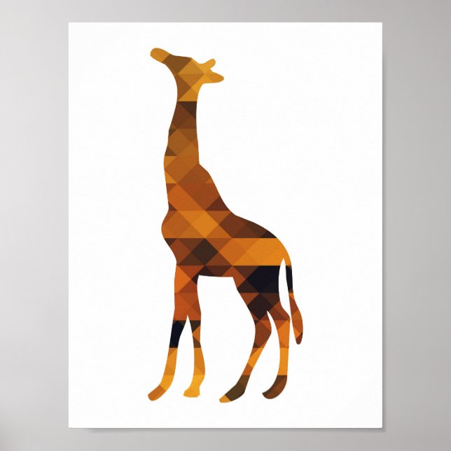 Affiche de la silhouette de girafe géométrique (Devant)