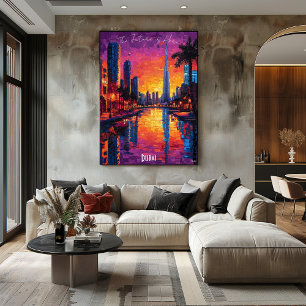 Affiche de la skyline de Dubaï – Art mural futuris