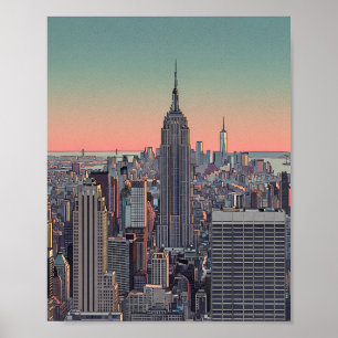 Affiche de la skyline rétro de NYC