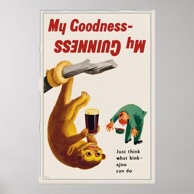 Affiche de la Sloth Guinness  John Gilroy Vintage (Devant)