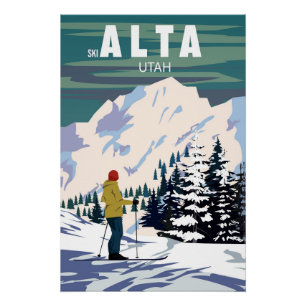 Affiche de la station de ski Alta vintage. Utah US