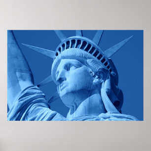 Affiche de la statue de la Liberté Pop Art Bleue