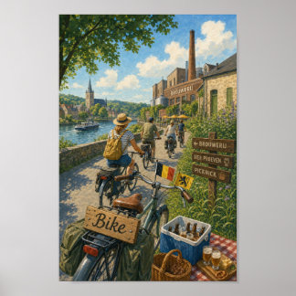 Affiche de la tournée à vélo de la brasserie river