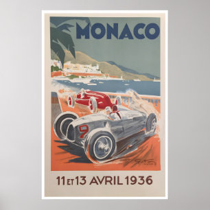 Affiche de la voiture de course du Grand Prix de M