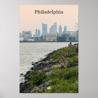 Affiche de la vue panoramique de Philadelphie au b