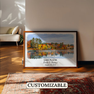 Affiche de Lake Placid New York, Aquarelle, Person