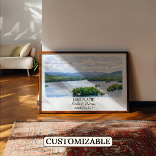 Affiche de Lake Placid New York, Aquarelle, Sur me