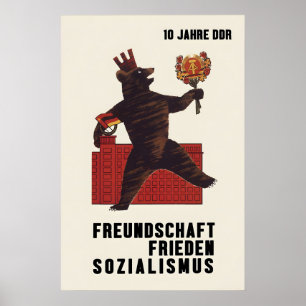 Affiche de l'Allemagne de l'Est 10 ans de Paix RDA