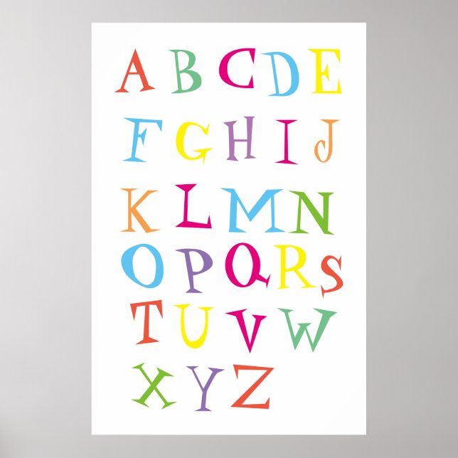 Affiche de l'alphabet anglais coloré pour enfants (Devant)