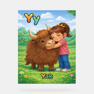 Affiche de l'alphabet lettre Y – Y est pour Yak