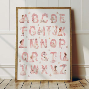 Affiche de l'alphabet princesse ABC Décoration de