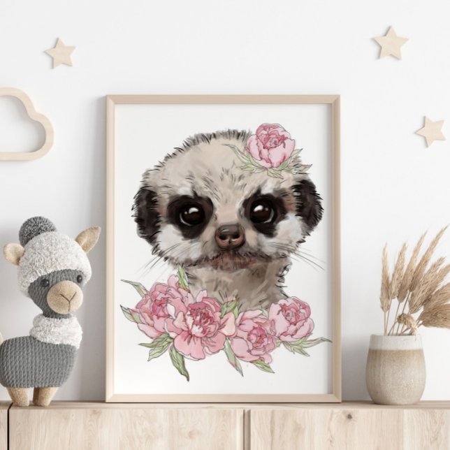 Affiche de l'animal Rose bébé suricate | Impressio (Créateur téléchargé)