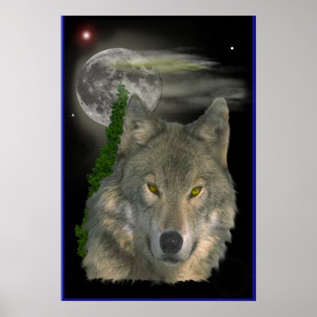Affiche de l'art numérique Wolf (Devant)