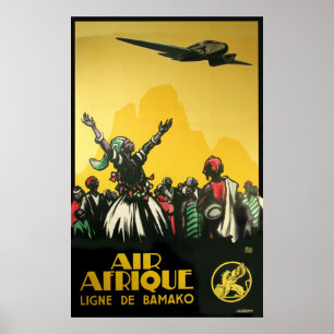 Affiche de l'art Vintage voyage d'Afrique Airlines