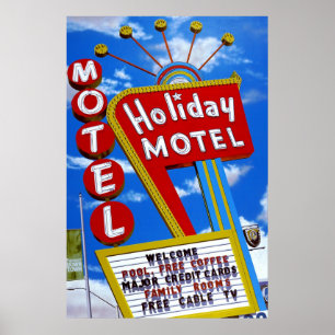Affiche de Las Vegas de motel de vacances rétro