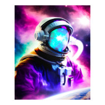 Affiche de l'astronaute colorée dans l'espace extr