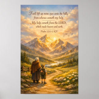 Affiche de l'Écriture Psaume 121:1-2 KJV | Art chr